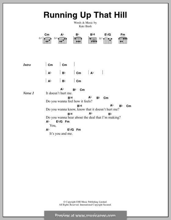 Running Up That Hill by K. Bush sheet music on MusicaNeo