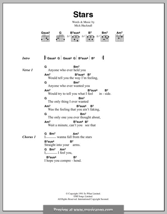 Stars (Simply Red): Lyrics and chords by Mick Hucknall