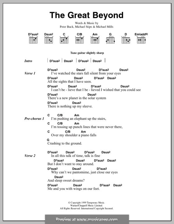 The Great Beyond (R.E.M.): Lyrics and chords by Mike Mills, Michael Stipe, Peter Buck