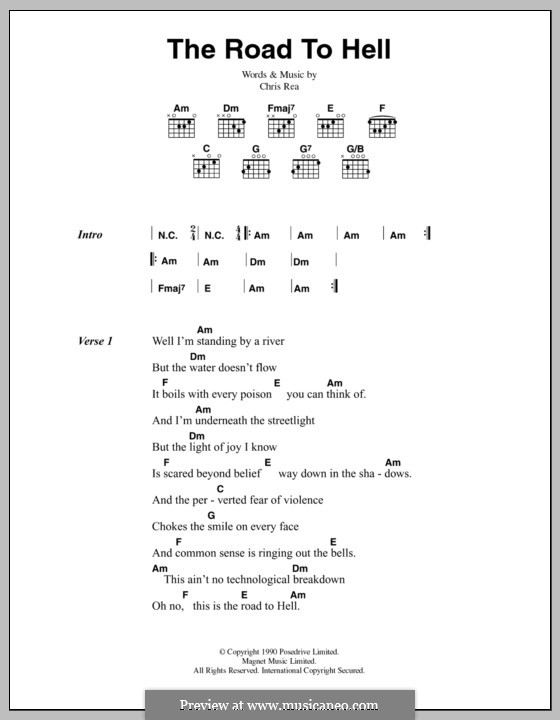 The Road to Hell: Lyrics and chords by Chris Rea