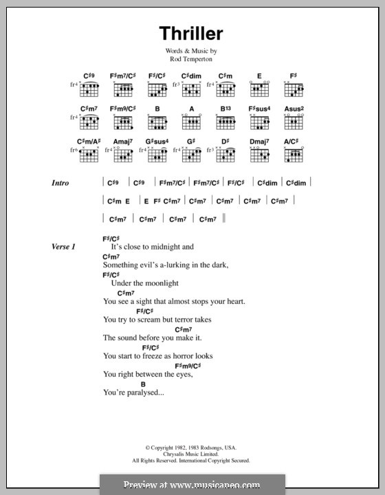 Thriller (Michael Jackson) by R. Temperton - sheet music on MusicaNeo