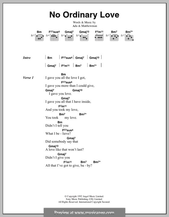 No Ordinary Love (Sade): Lyrics and chords by Helen Adu, Stuart Matthewman