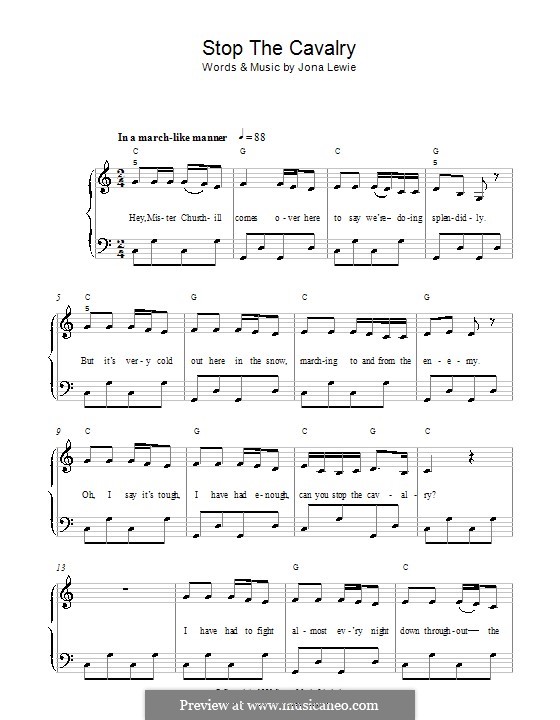 Stop the Cavalry: For easy piano by Jona Lewie