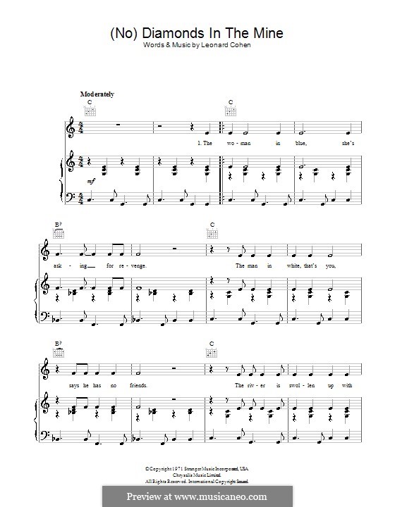 (No) Diamonds in the Mine: For voice and piano (or guitar) by Leonard Cohen