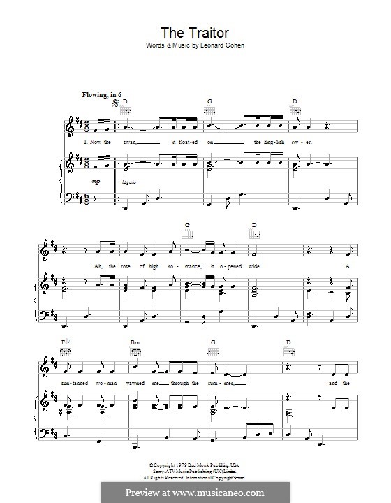 The Traitor by L. Cohen - sheet music on MusicaNeo