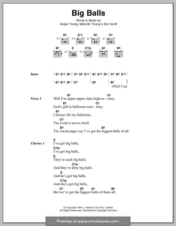 Big Balls (AC/DC): Lyrics and chords by Angus Young, Bon Scott, Malcolm Young