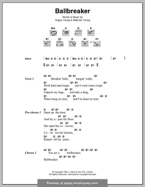 Ballbreaker (AC/DC) by A. Young, M. Young - sheet music on MusicaNeo