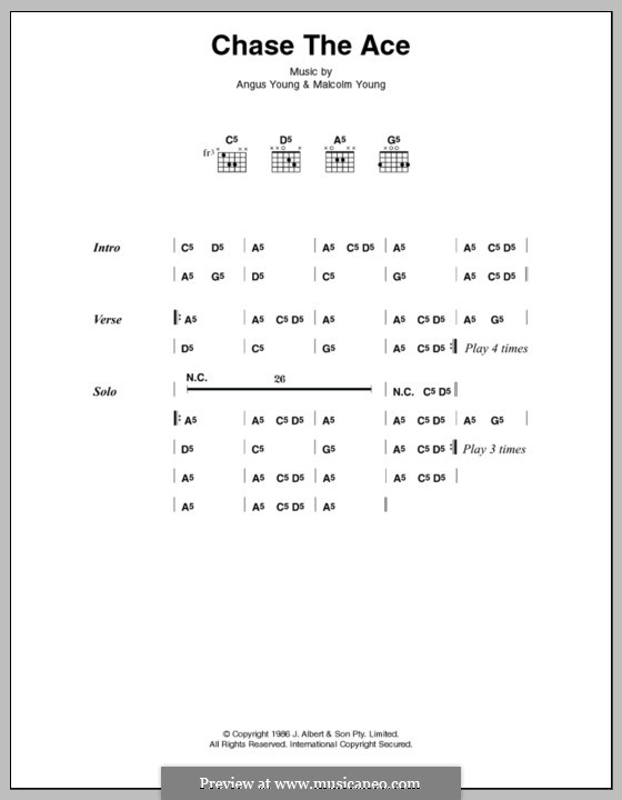 Chase the Ace (AC/DC): Lyrics and chords by Angus Young, Malcolm Young