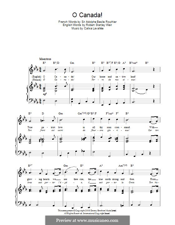 Ô Canada: Voice, guitar and piano by Calixa Lavallée