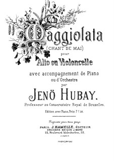 Two Pieces, Op.15: Maggiolata, for viola, cello and piano by Jenö Hubay