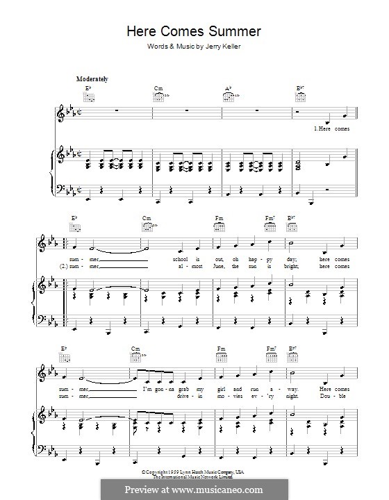 Here Comes Summer: For voice and piano (or guitar) by Jerry Keller