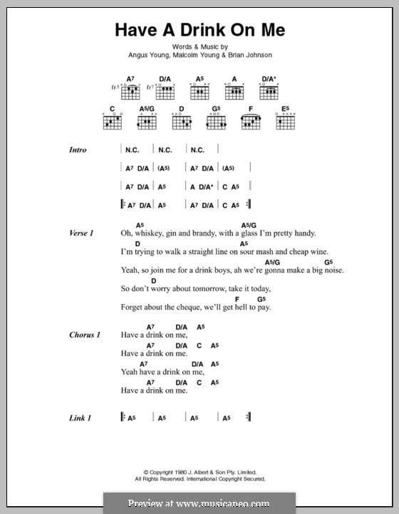 Have a Drink on Me (AC/DC) by A. Young, B. Johnson, M. Young on MusicaNeo