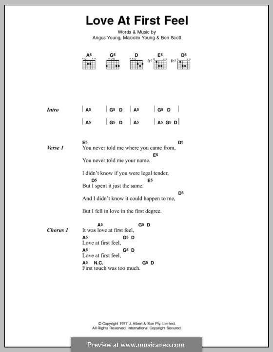 Love at First Feel (AC/DC): Lyrics and chords by Angus Young, Bon Scott, Malcolm Young
