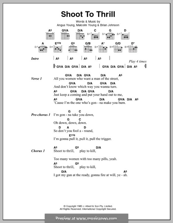 Shoot to Thrill (AC/DC): Lyrics and chords by Angus Young, Brian Johnson, Malcolm Young