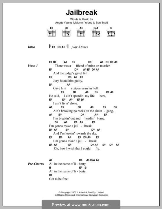Jailbreak (AC/DC): Lyrics and chords by Angus Young, Malcolm Young