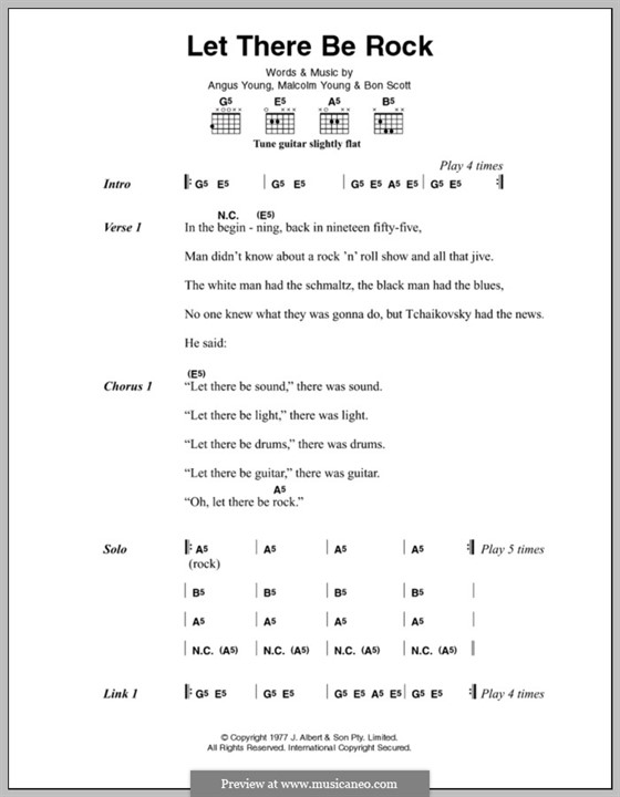 Let There Be Rock (AC/DC): Lyrics and chords by Angus Young, Bon Scott, Malcolm Young