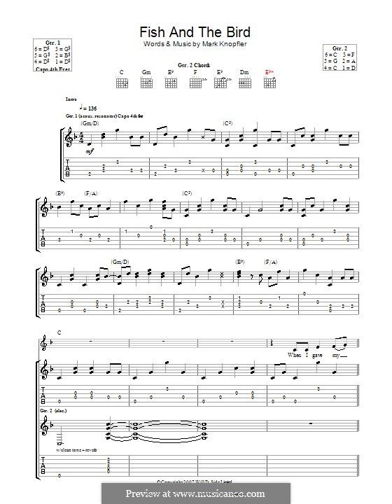 The Fish and The Bird: For guitar with tab by Mark Knopfler