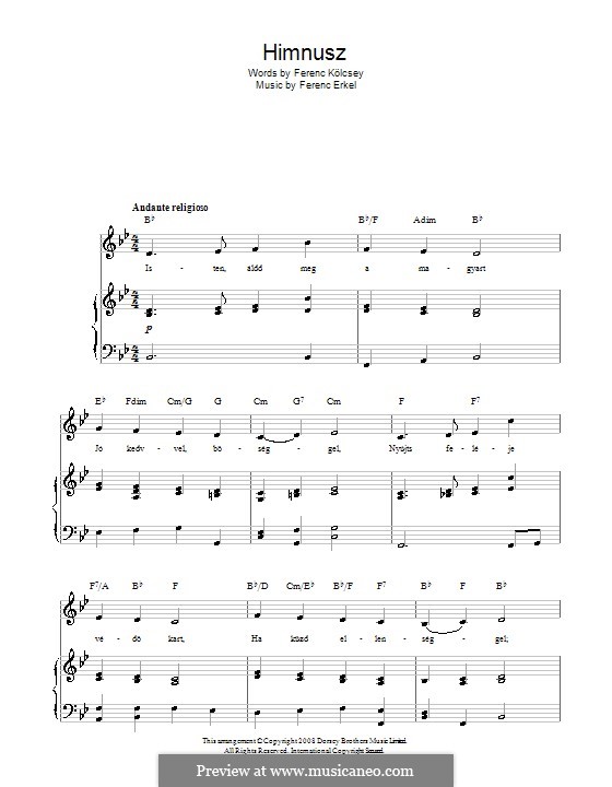 Himnusz: For voice and piano (or guitar) by Ferenc Erkel