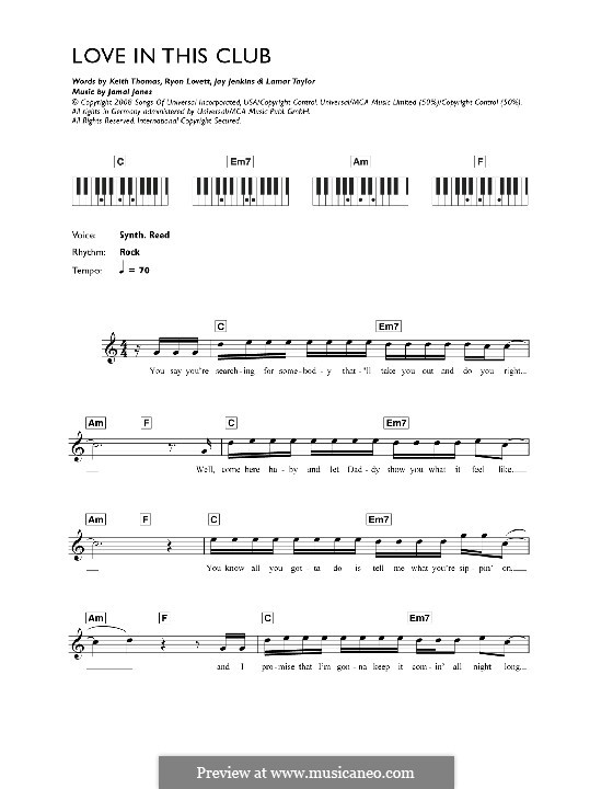 Love in This Club (Usher feat. Young Jeezy): For keyboard by Jamal Jones