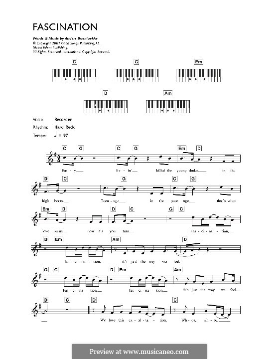 Fascination (Alphabeat): For keyboard by Anders Boenloekke