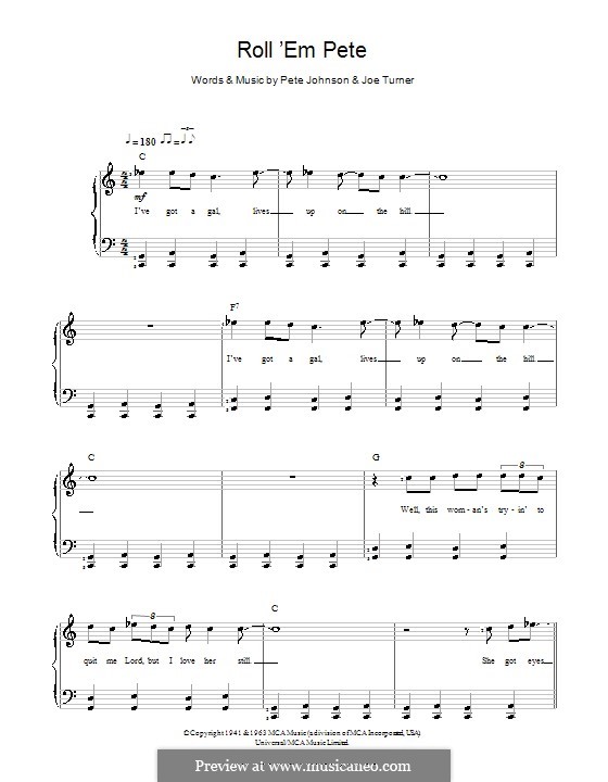 Roll 'Em Pete: For easy piano by Joe Lynn Turner