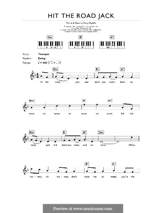 Hit The Road Jack Ray Charles By P Mayfield Sheet Music On MusicaNeo Hit the road jack ray charles by p mayfield sheet music on musicaneo
