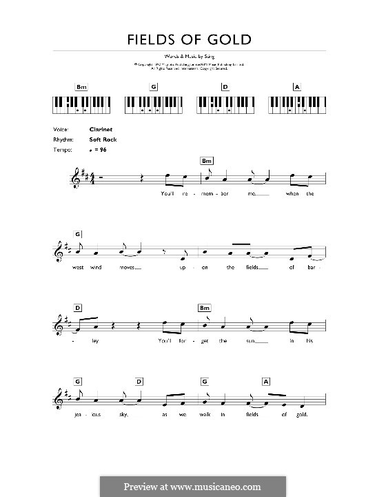 Fields of Gold: For keyboard by Sting