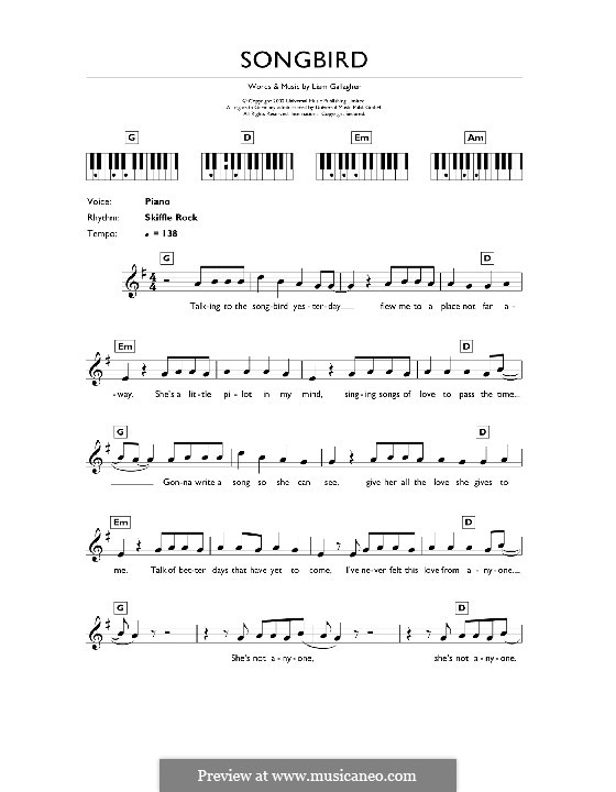Songbird (Oasis) by L. Gallagher - sheet music on MusicaNeo