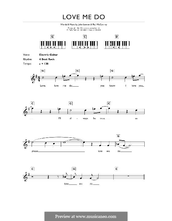 Love Me Do (The Beatles): For keyboard by John Lennon, Paul McCartney