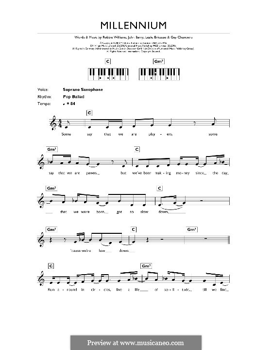 Millennium: For keyboard by Guy Chambers, John Barry, Leslie Bricusse, Robbie Williams