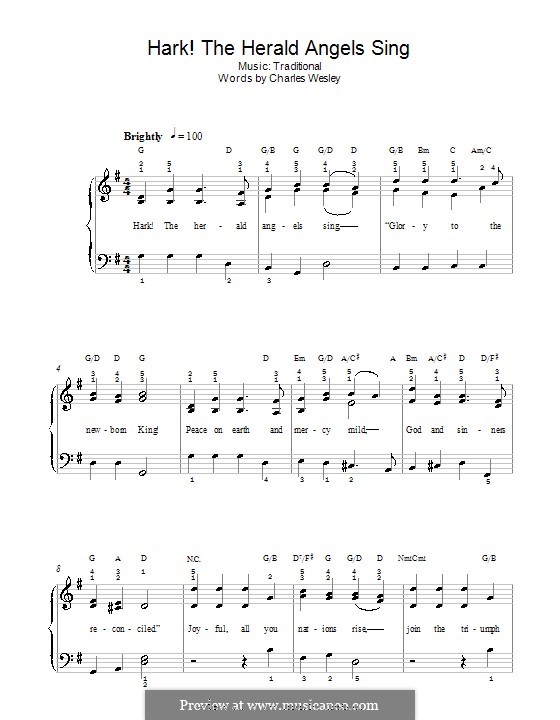 Piano version: Easy piano (with chords) by Felix Mendelssohn-Bartholdy
