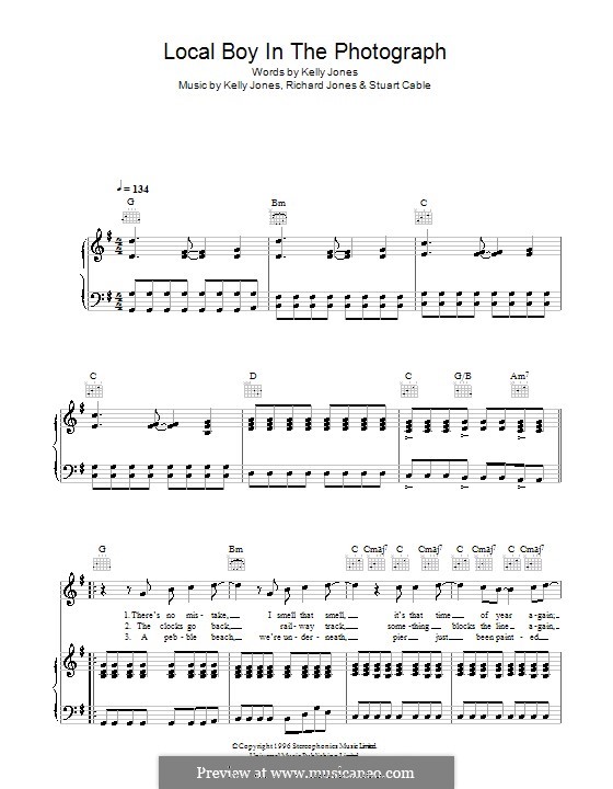 Local Boy in the Photograph (Stereophonics): For voice and piano (or guitar) by Kelly Jones, Richard Jones, Stuart Cable