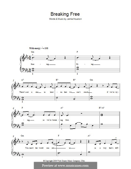 Breaking Free (from High School Musical): For easy piano by Jamie Houston