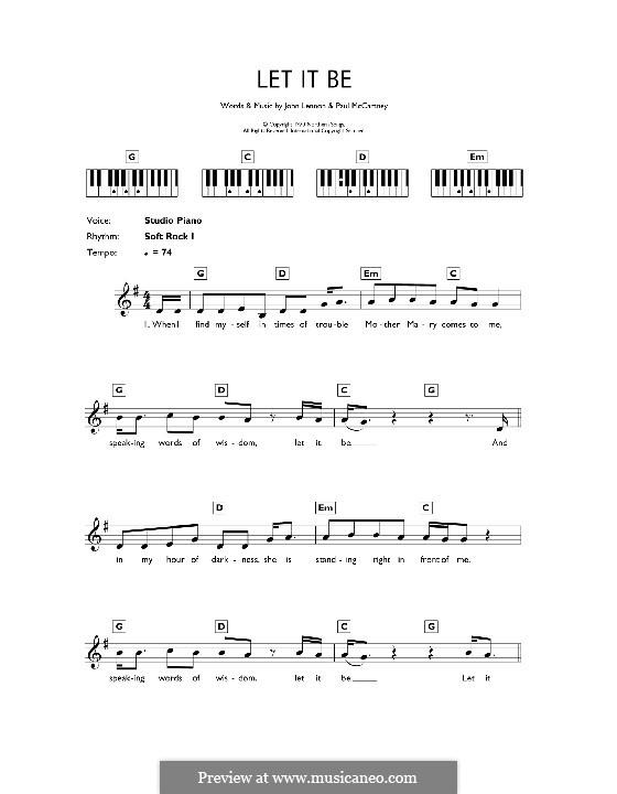 Instrumental version: For keyboard by John Lennon, Paul McCartney