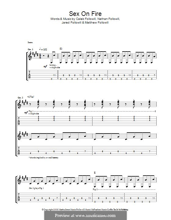 Sex on Fire (Kings of Leon): For guitar with tab by Anthony Caleb Followill, Jared Followill, Matthew Followill, Nathan Followill