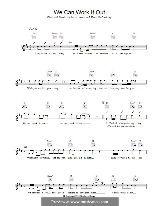 We Can Work It Out The Beatles By J Lennon P Mccartney On Musicaneo
