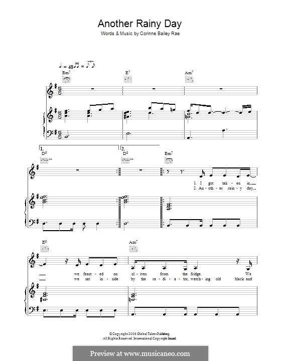 Rainy Day sheet music for voice, piano or guitar (PDF)