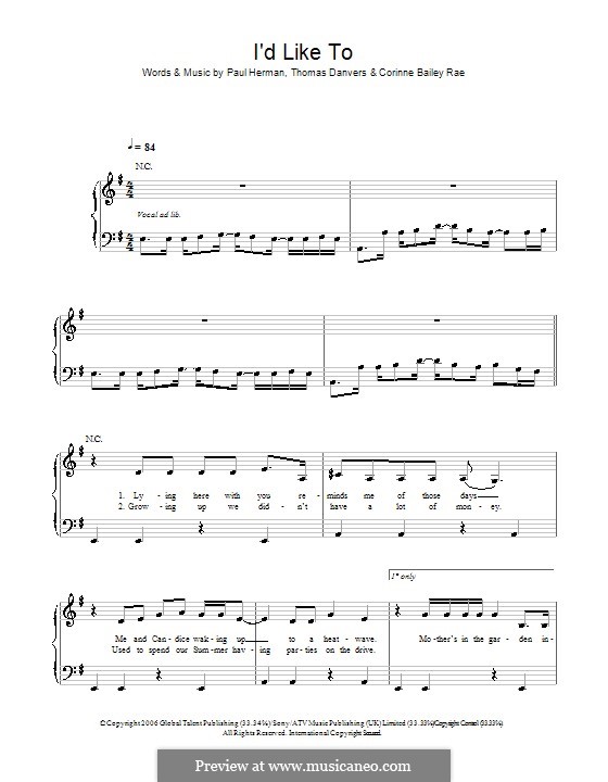 I'd Like To: For easy piano by Paul Herman, Thomas Danvers