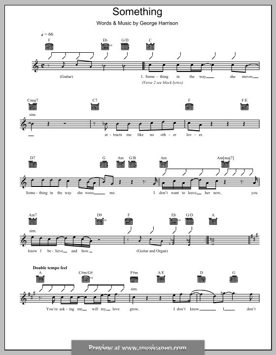 Something (The Beatles): Melody line, lyrics and chords by George Harrison