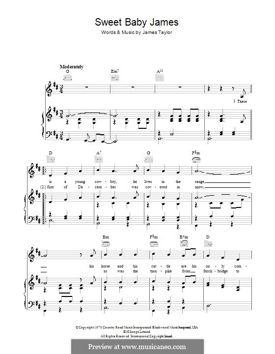 Sweet Baby James by J. Taylor sheet music on MusicaNeo