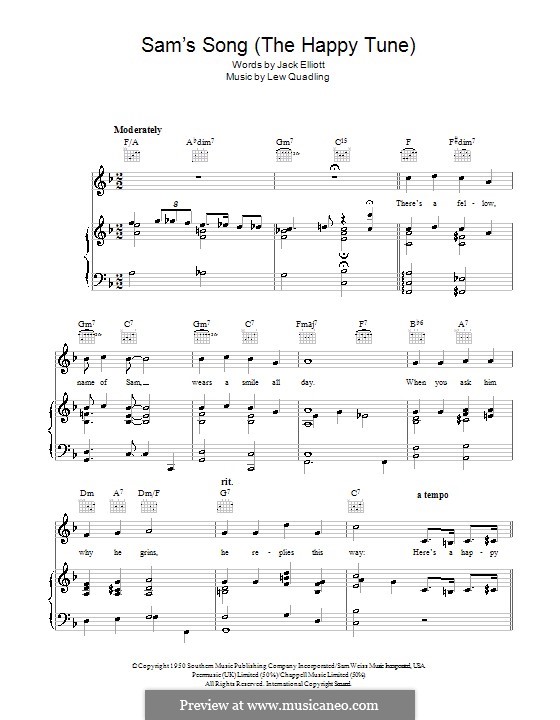 Sam's Song (The Happy Tune): For voice and piano (or guitar) by Jack Z. Elliott, Lew Quadling