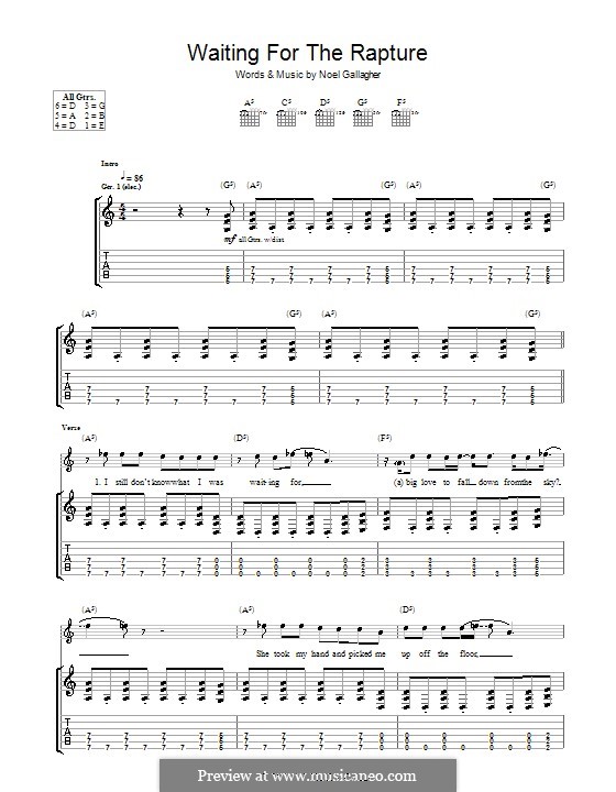 Waiting for the Rapture (Oasis): For guitar with tab by Noel Gallagher