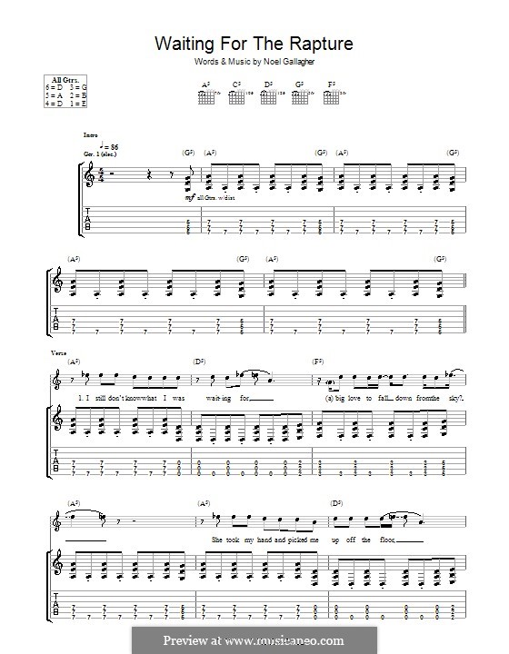 Waiting for the Rapture (Oasis): For guitar with tab by Noel Gallagher