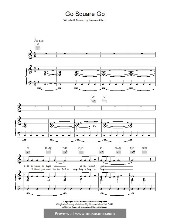 Go Square Go Square Go (Glasvegas) by J. Allan - sheet music on MusicaNeo