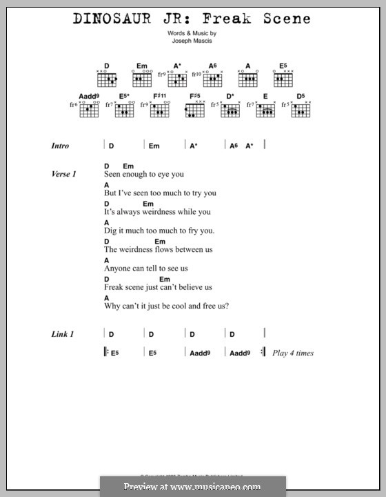 Freak Scene (Dinosaur Jr.): Lyrics and chords by Joseph Mascis Jr.