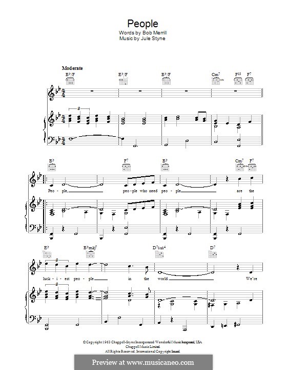 People from Funny Girl (Barbra Streisand): For voice and piano (or guitar) by Jule Styne