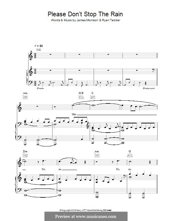 Please Don't Stop the Rain: For voice and piano (or guitar) by Ryan B Tedder