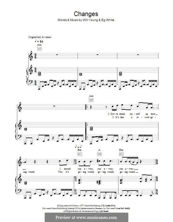 Changes: For voice and piano (or guitar) by Eg White