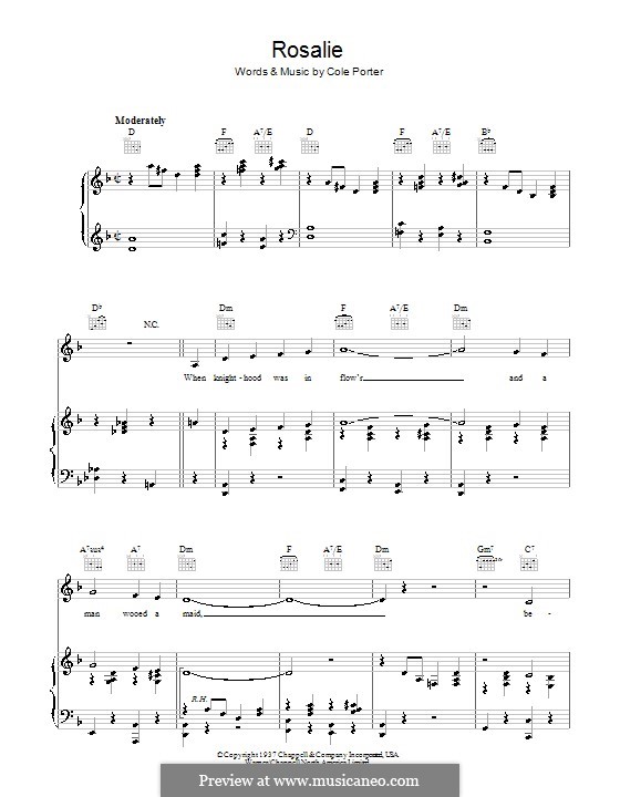 Rosalie: For voice and piano (or guitar) by Cole Porter
