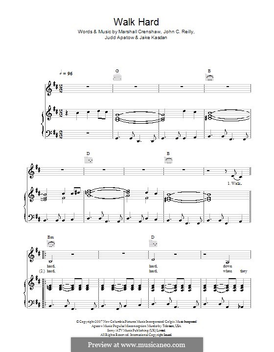 Walk Hard: For voice and piano (or guitar) by Jake Kasdan, Judd Apatow, Marshall Crenshaw